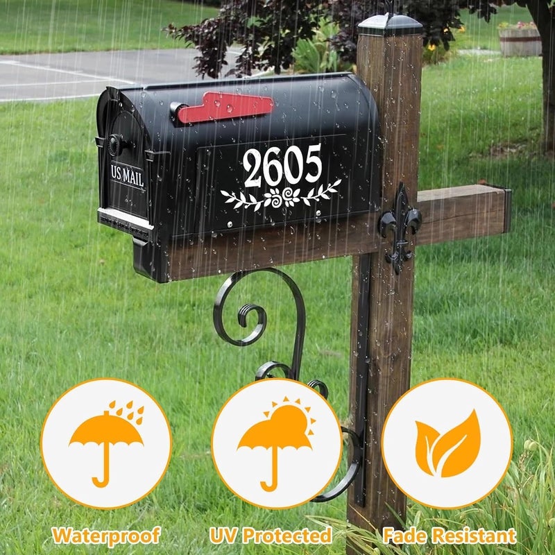 HLARTNET 4 Inch Reflective White Mailbox Numbers Stickers  4 Set Waterproof Rustic Mailbox Decal  Self Adhesive Vinyl Number for Mail box  Door - Image 2